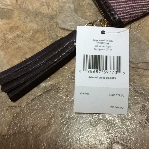 Kate spade large tweed pouch dark plum - Picture 4 of 6